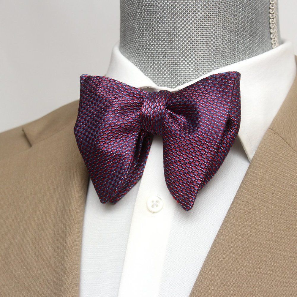 Men's Self tied Bow‎ Tie Maroon Purple Silk Butterfly Bowtie big bow tie …
